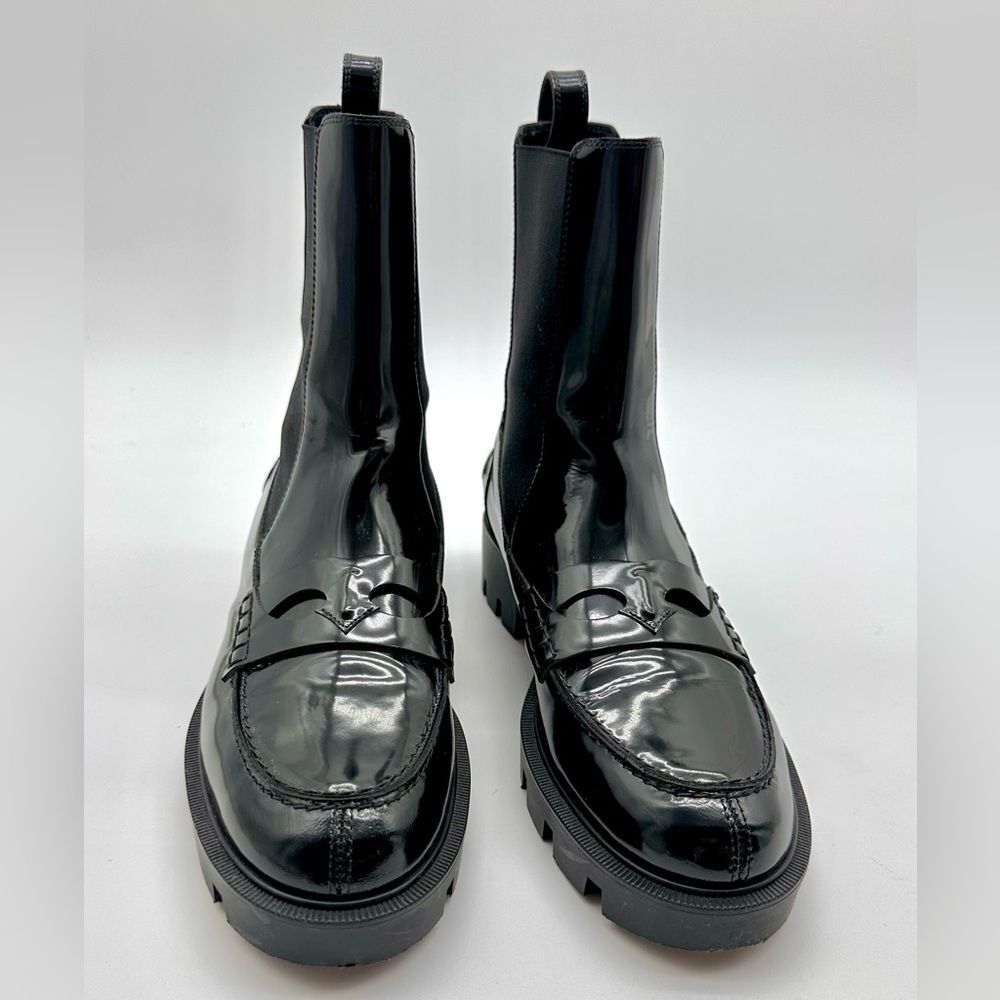 CHRISTIAN LOUBOUTIN Montezu Brushed Leather Ankle Boots Black Lug Sole EU 39 US9 - Picture 3 of 15